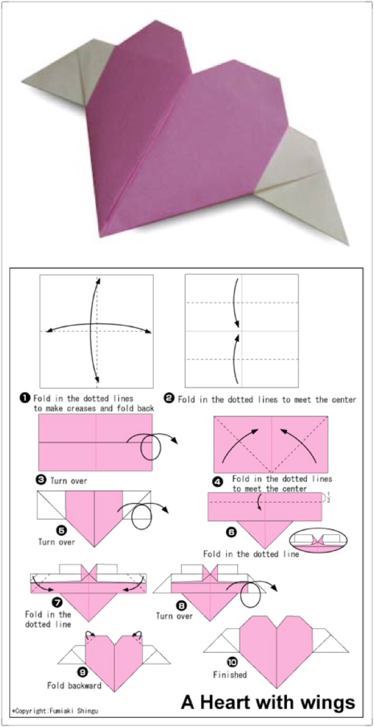 正方形折纸爱心 图解图片
