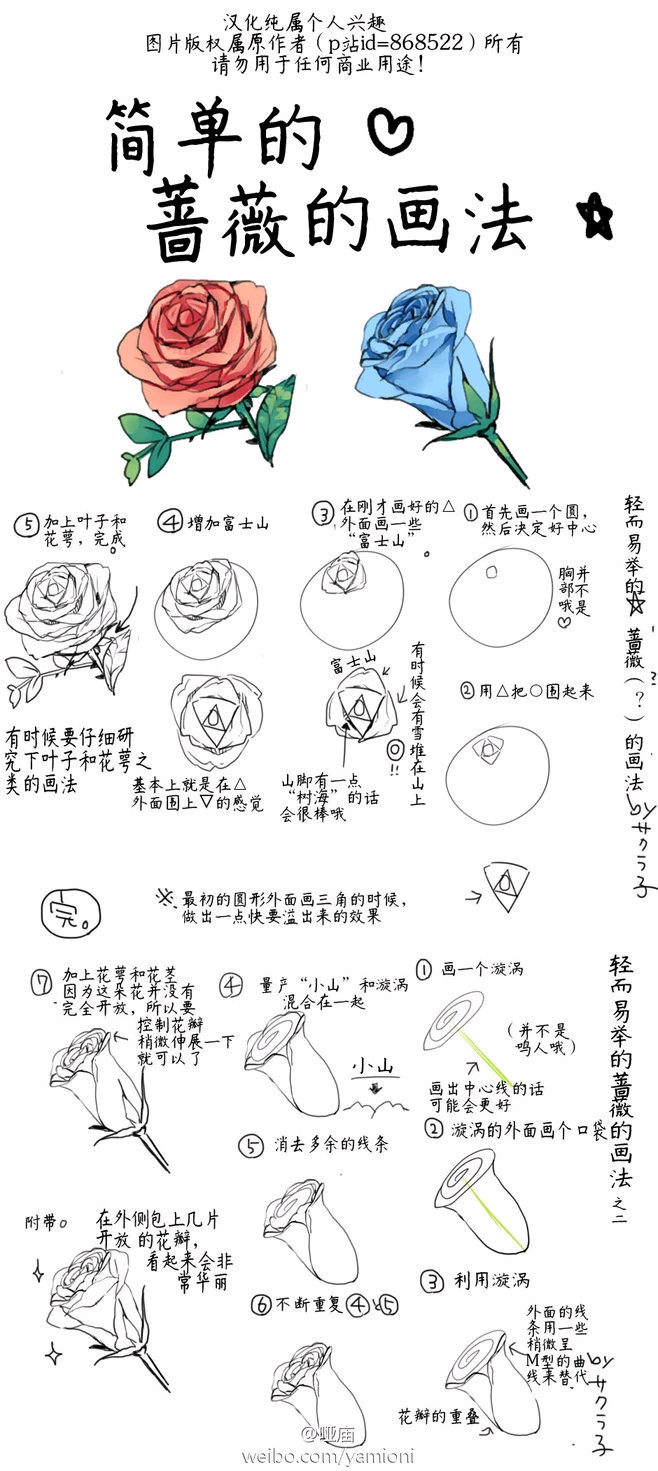 蔷薇花动漫画法图片