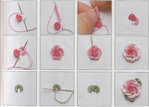手工的玫瑰刺绣教程很多,其实针法都是大同小异,自己