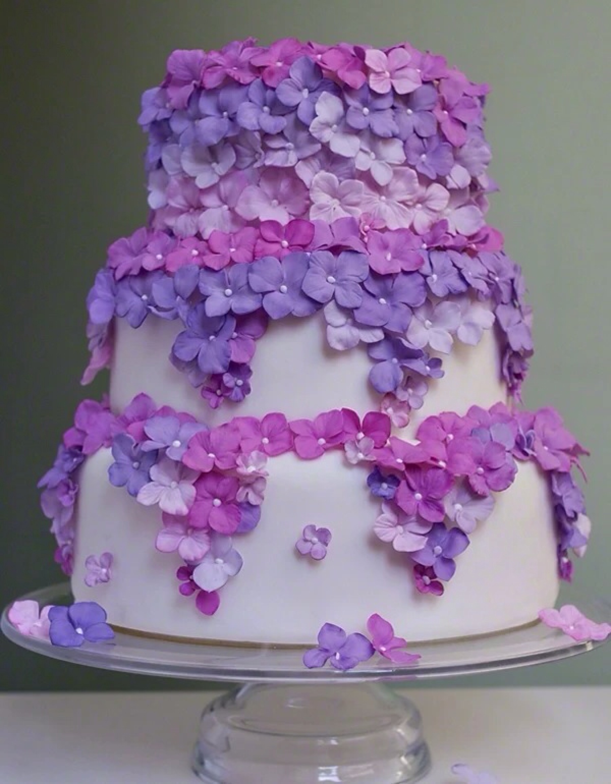 翻糖 婚礼 鲜花 紫色系 蛋糕 甜点