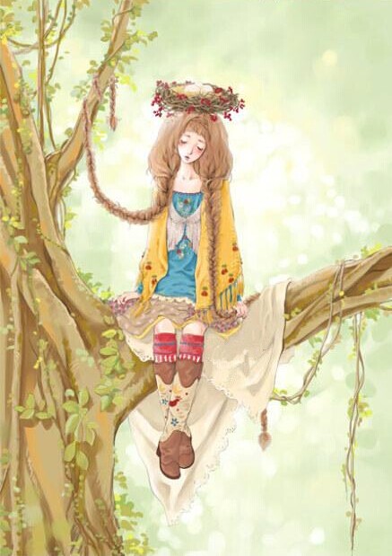 治愈系 森女 氧气女孩 插画 壁纸