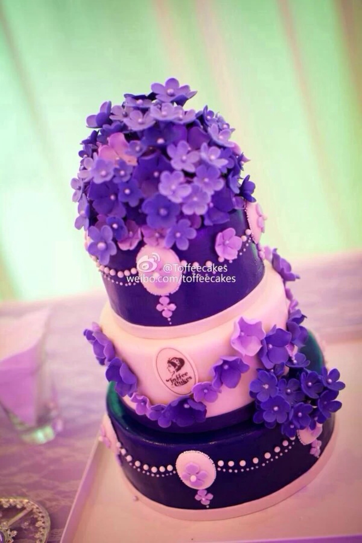翻糖 婚礼 鲜花 紫色 蛋糕 甜点