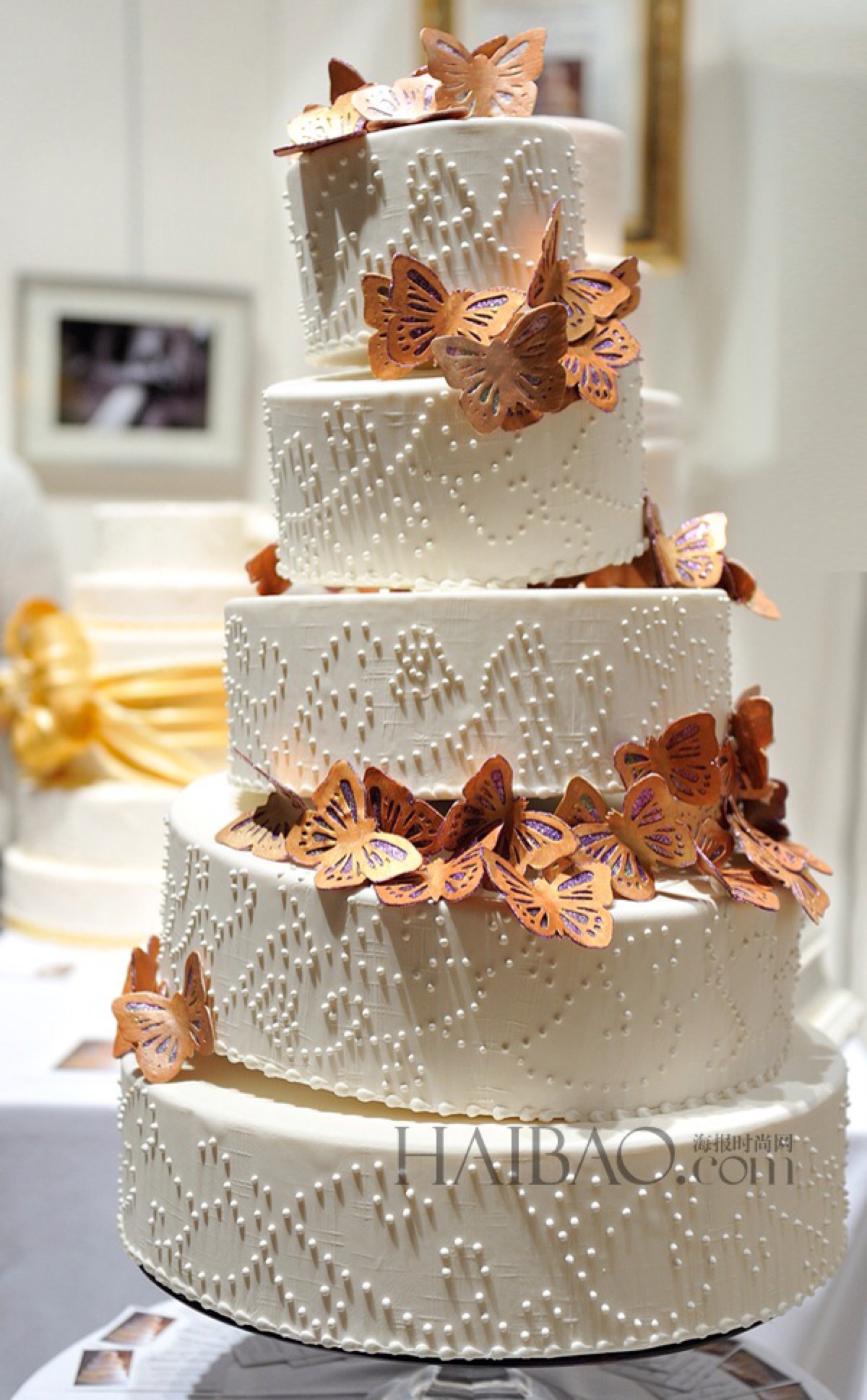 翻糖 婚礼 鲜花 蝴蝶 蛋糕 甜点
