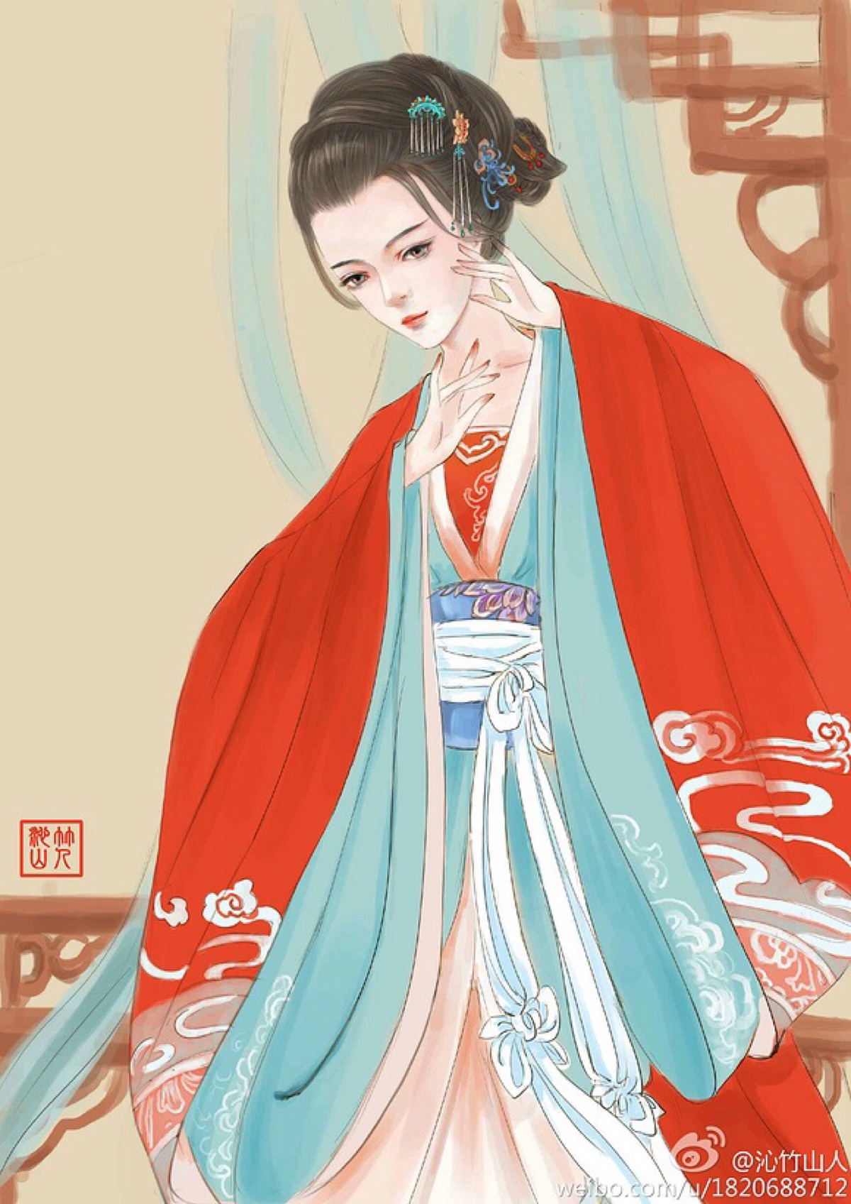 彼岸花古风,手绘,美人