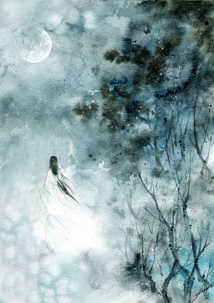 手绘,古风,水墨,人物,插画,封面,场景