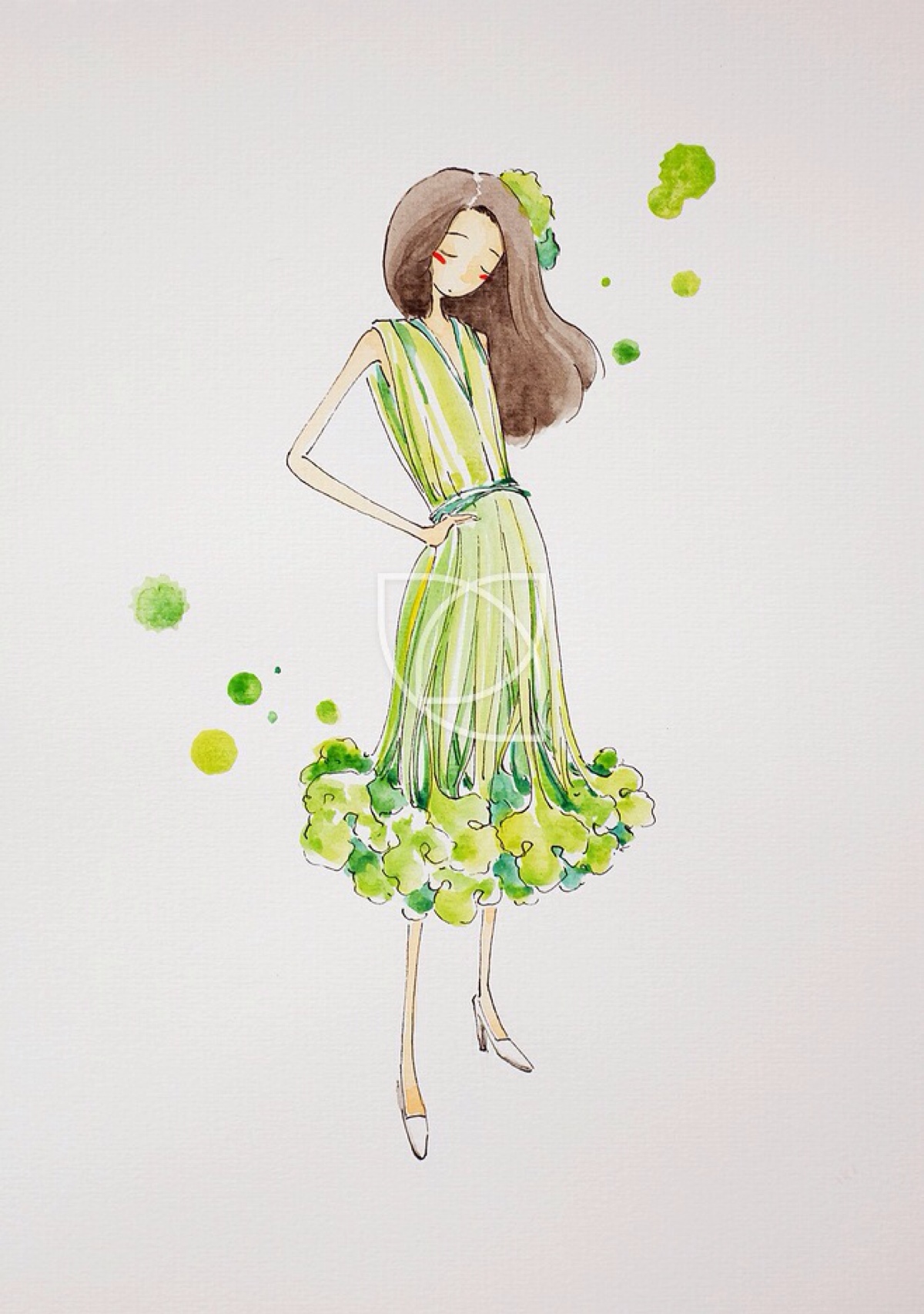 alina小迪原创手绘插画《蔬果小姐》