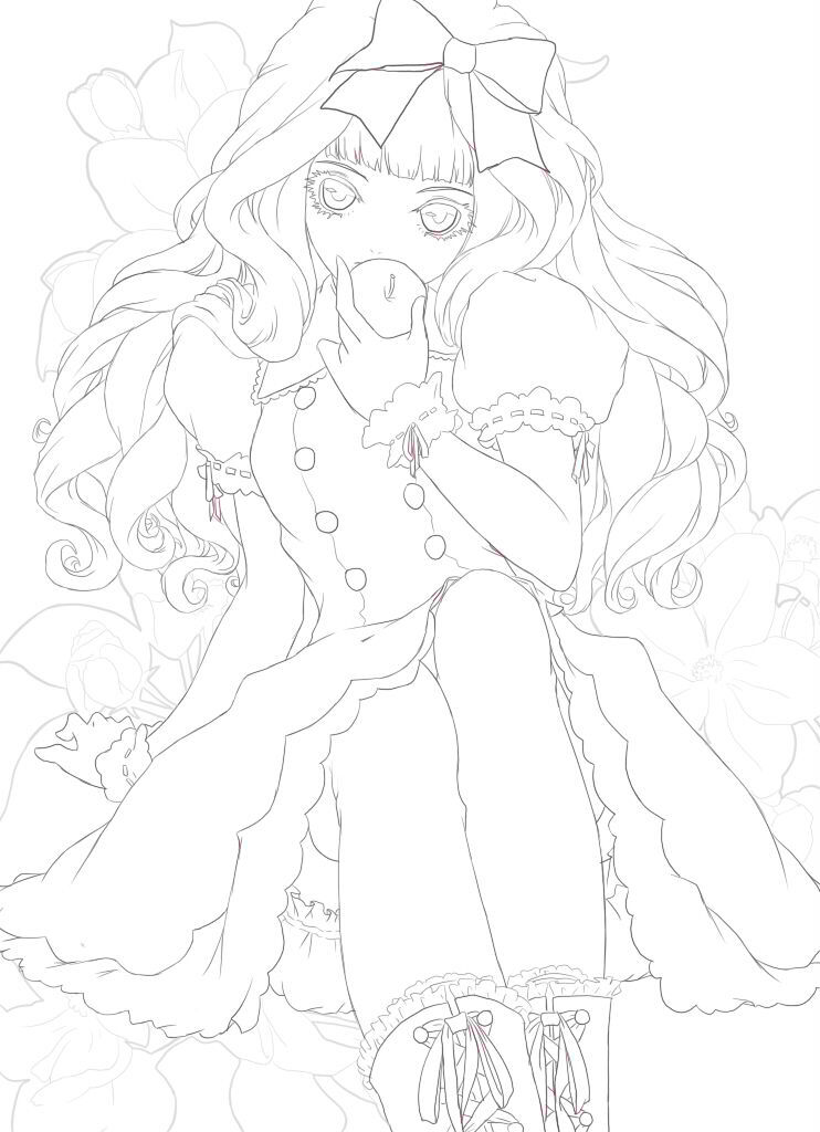 手绘插画线稿手稿黑白素材