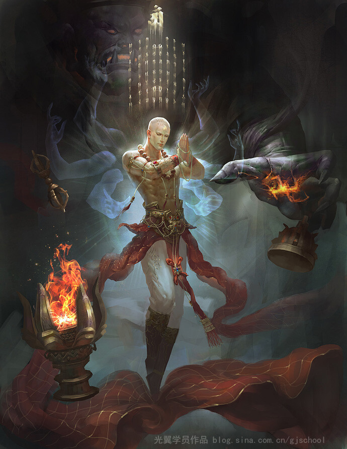 佛自在心间少林和尚原画