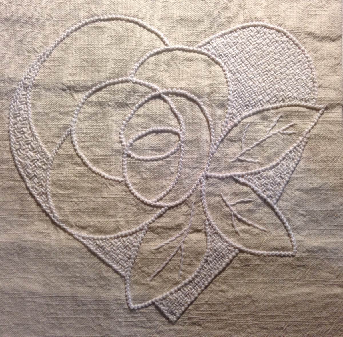 烛蕊线白色刺绣