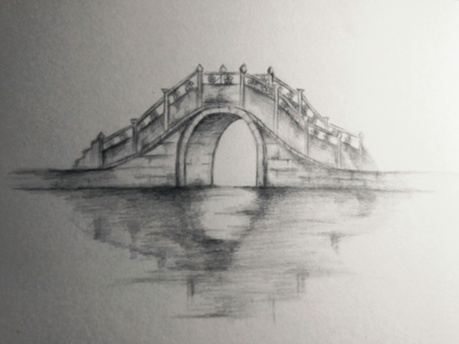 石拱桥图片素描画图片