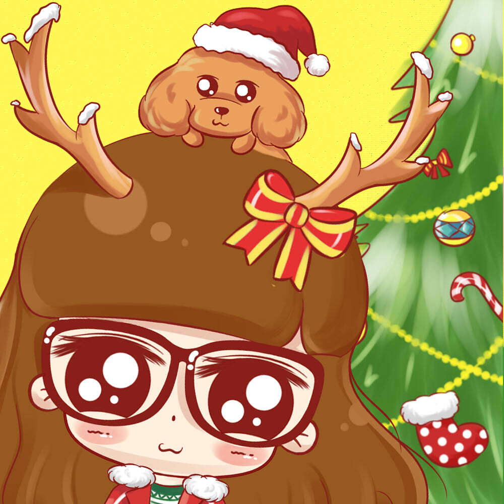 小小瑶 头像 圣诞头像 手机壁纸 插画 q版 文字 背景 萌物【更多壁纸