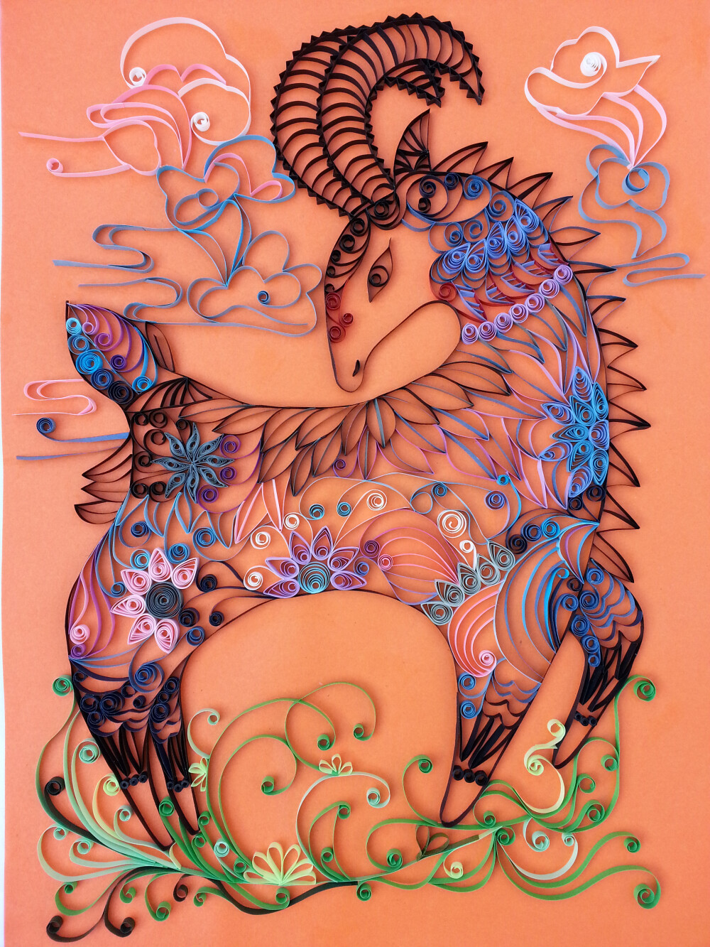 十二生肖——羊衍纸画临摹作品