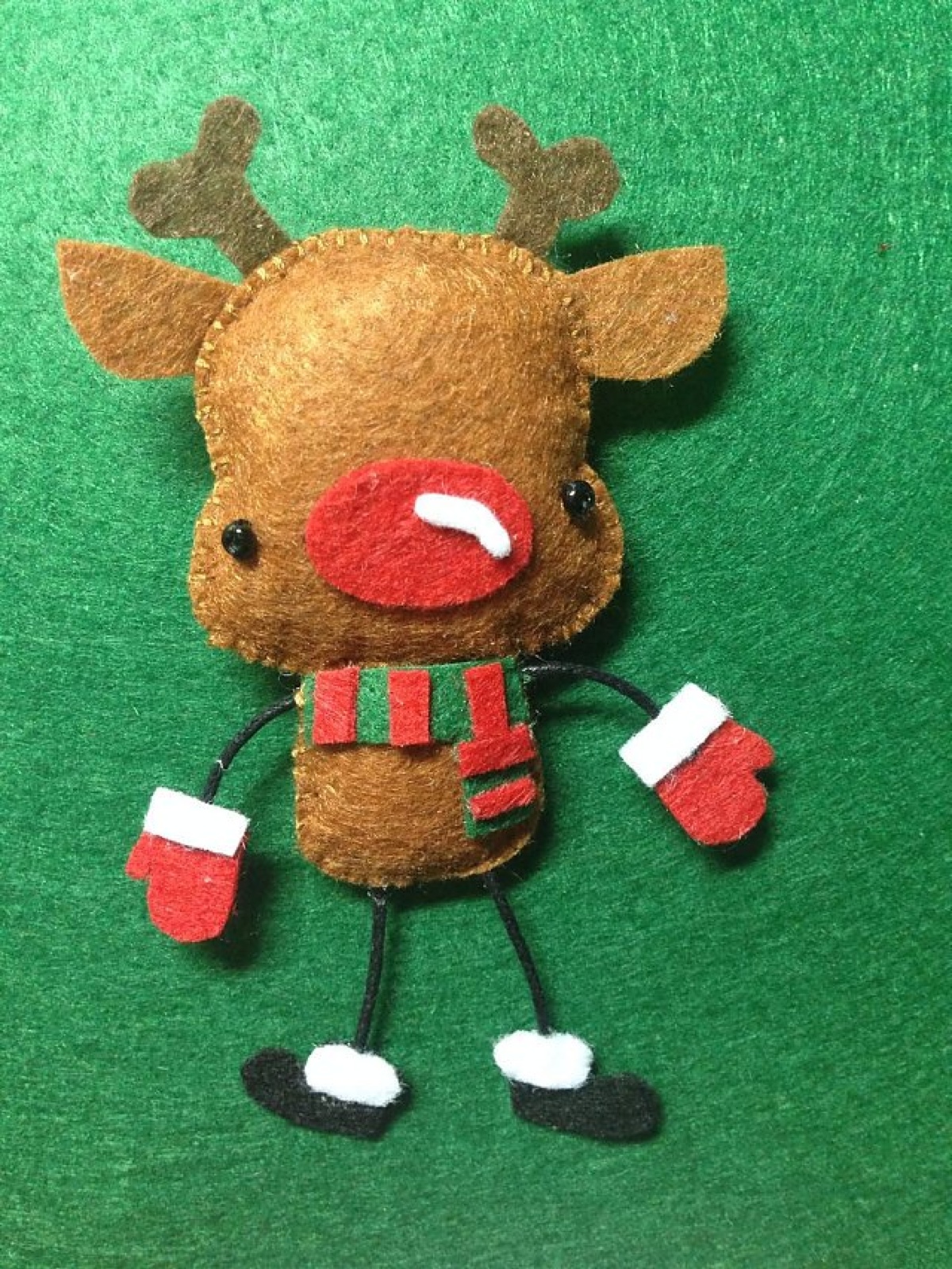 圣诞麋鹿不织布可爱纯手工挂件