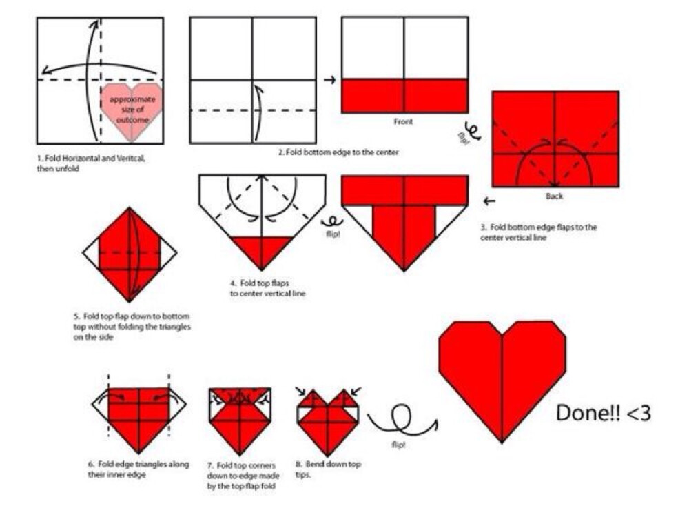 双面爱心折纸教程图片