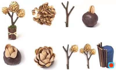 你还需要橡皮泥,小木棍,小树枝,做好摆在桌上看了就开心,开心果做的嘛