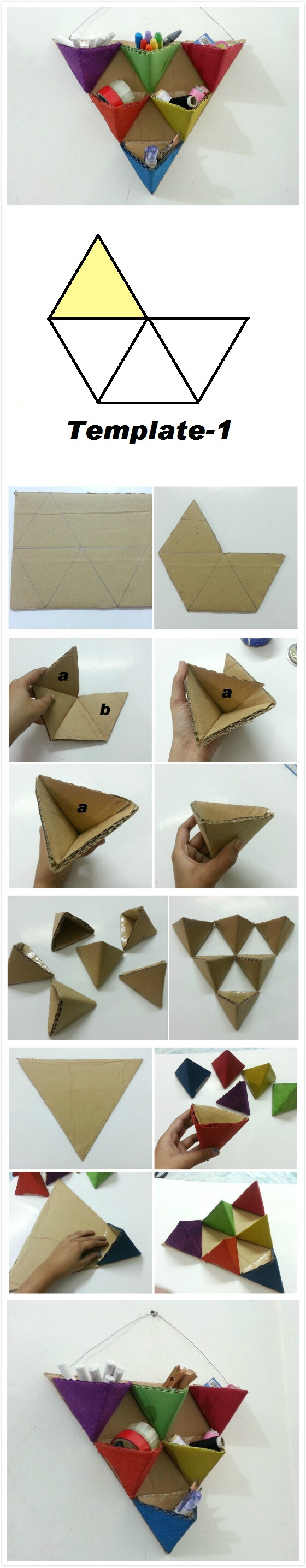 跟孩子一起玩:自制三棱锥收纳筐 微信公众号:家庭手工乐园 微博:@echo