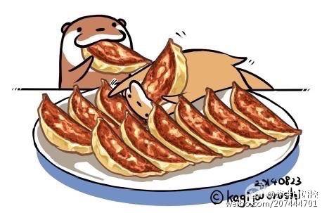 日本插画师键条(kaqijouurushi)笔下的水獭吃货日常系列