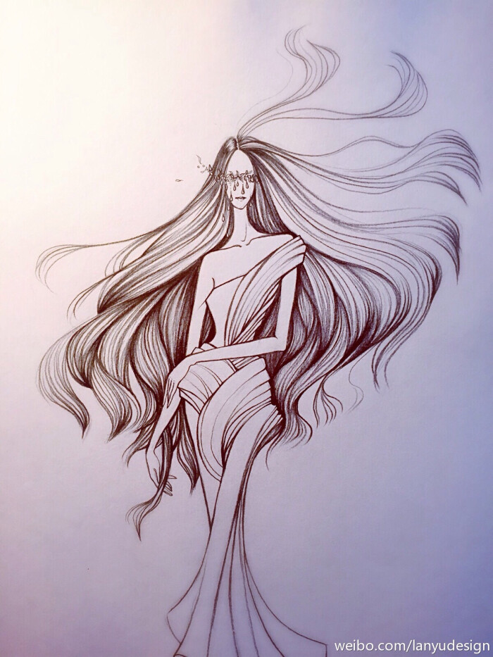 【简单黑白】lan yu haute couture 2015春夏高定手稿 等风来 手绘