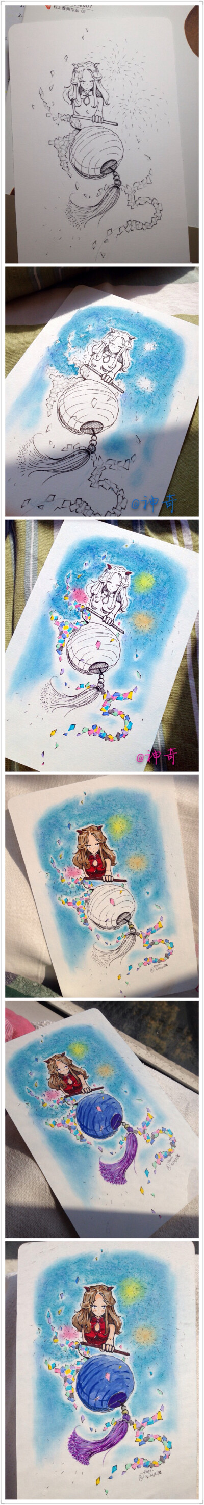 手绘2015春节明信片～已送出prpr @神奇