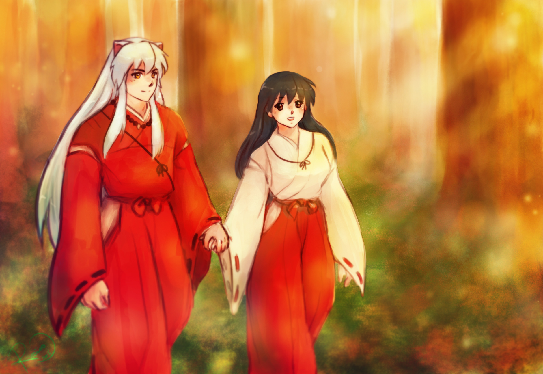 cx犬夜叉#犬夜叉#夫妻俩的散步日常[心☆绘师:rocioo id=10691522