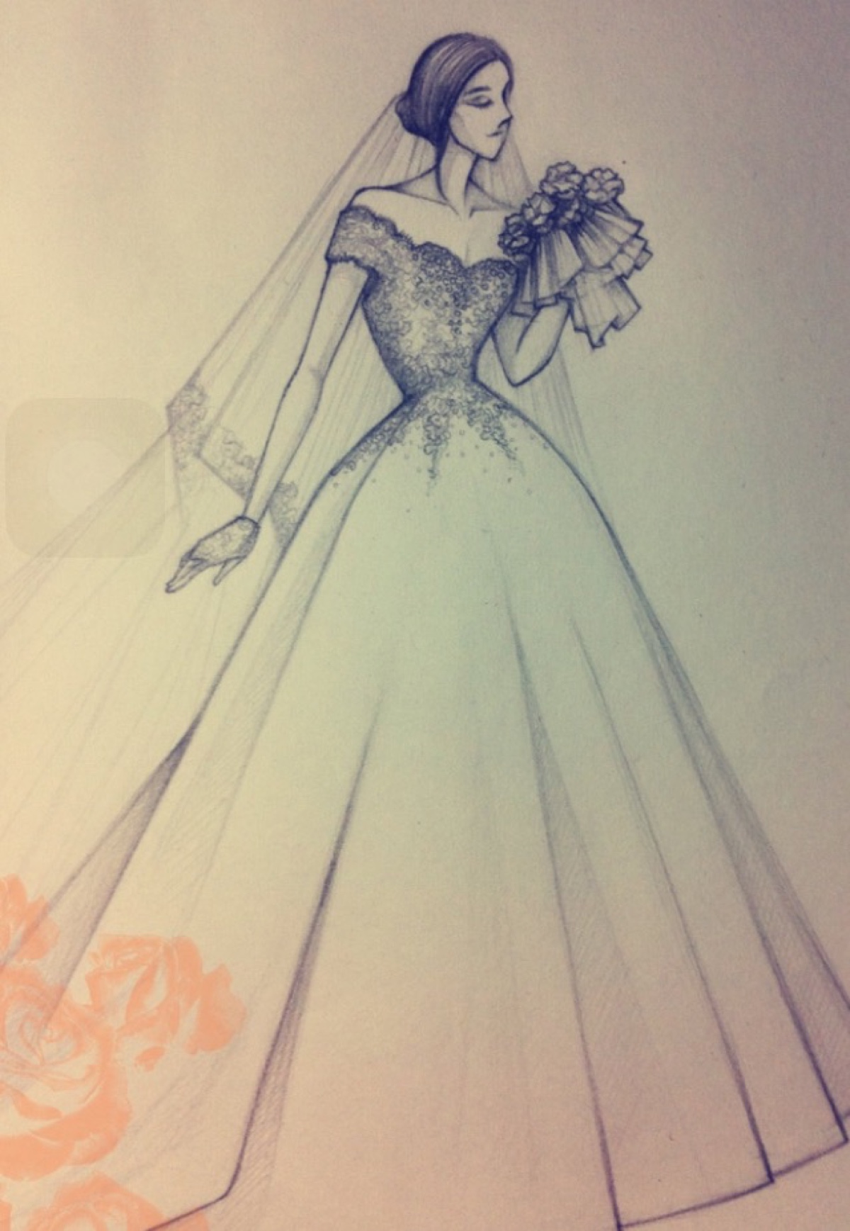 【简单黑白·线条的魅力】 时装设计手稿 手绘 铅笔画 婚纱