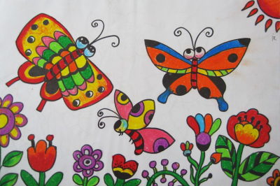 幼儿园春天蝴蝶点画图片