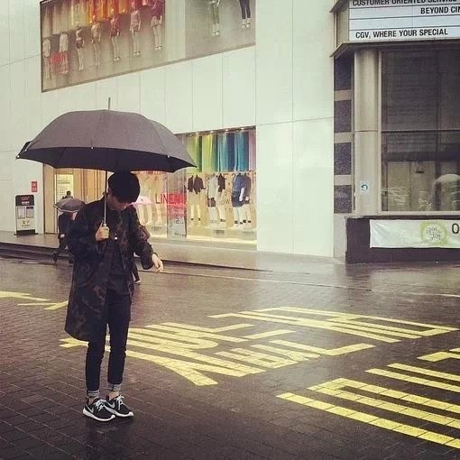 QQ头像男生孤独雨中图片