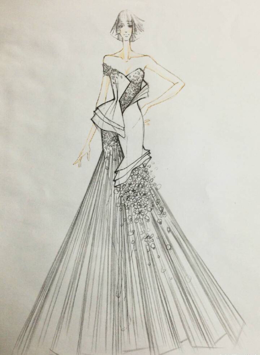 【简单黑白—线条的魅力】lan yu 2014婚纱手稿 手绘 铅笔画 等风来