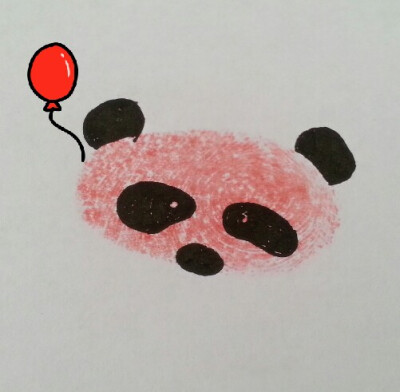 创意手指印画熊猫图片