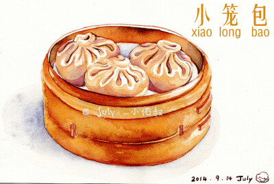 原创插图 中国传统美食,小笼包 作者:七野阳(转载注明出处 未经允许