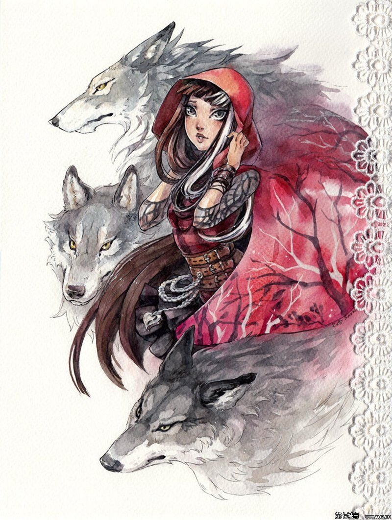 手绘水彩 狼女 堆糖,美图壁纸兴趣社区