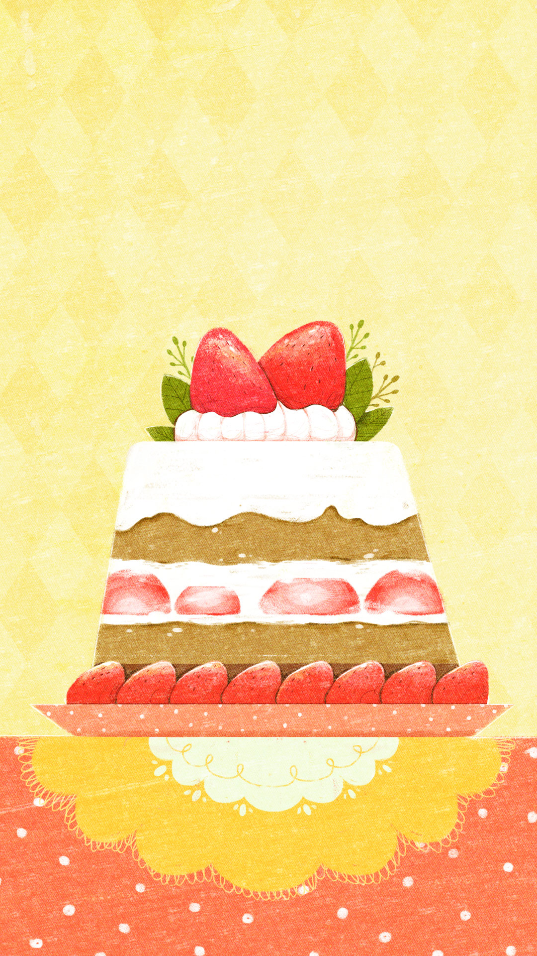 草莓蛋糕~ line 换不完的插画手机ch壁纸