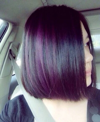 紫红色头发图片 短发图片