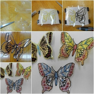 塑料瓶手工 ,画一只大蝴蝶