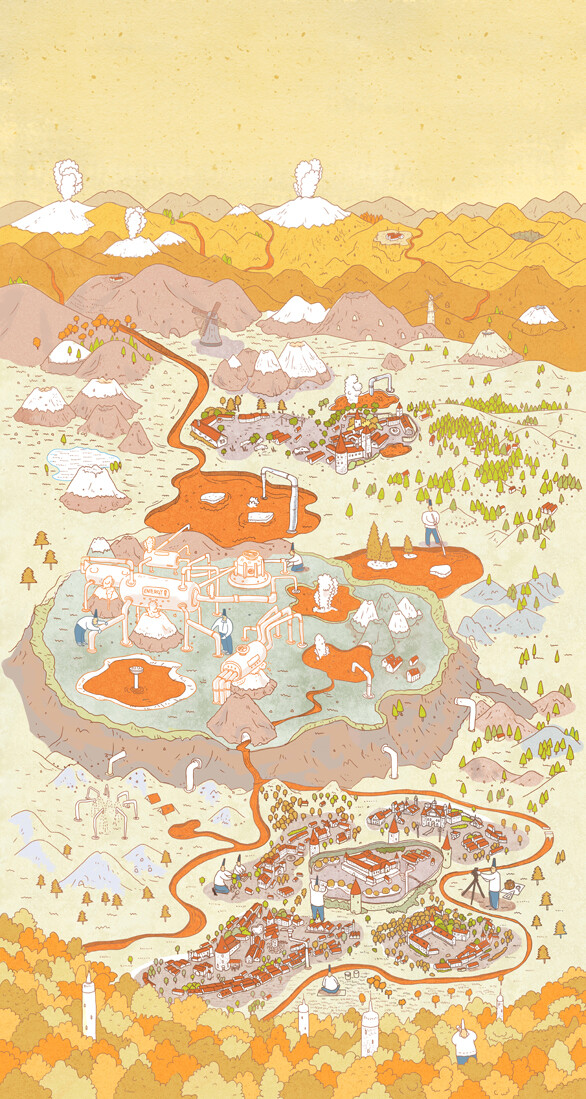 插画师muzi深处一组关于人文地理心之所向之地的独立插画创作