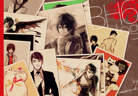 【侵删】#超能陆战队#bighero#小広#大白#baymax#滨田兄弟#插画#手绘