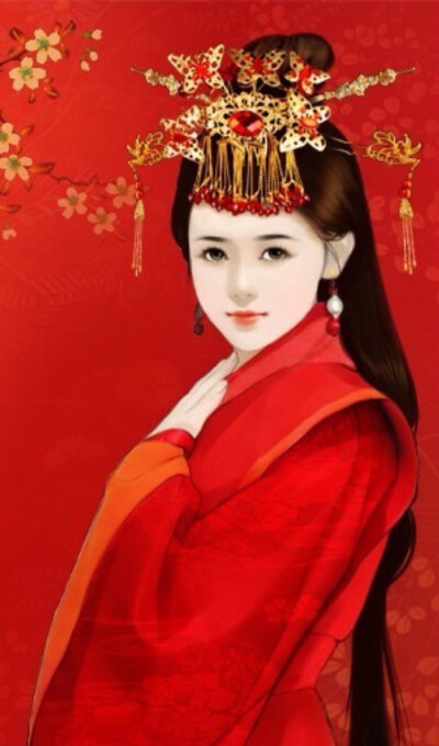手绘古代新娘