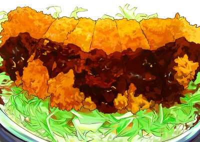 手绘水彩 美食食物 炸猪排 插图插画 涂鸦