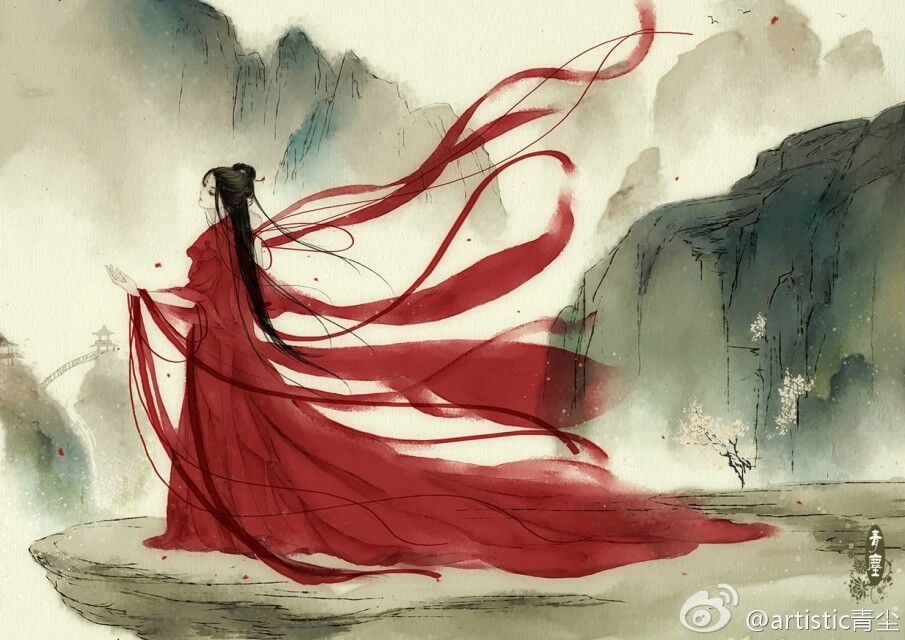 红衣古风美人