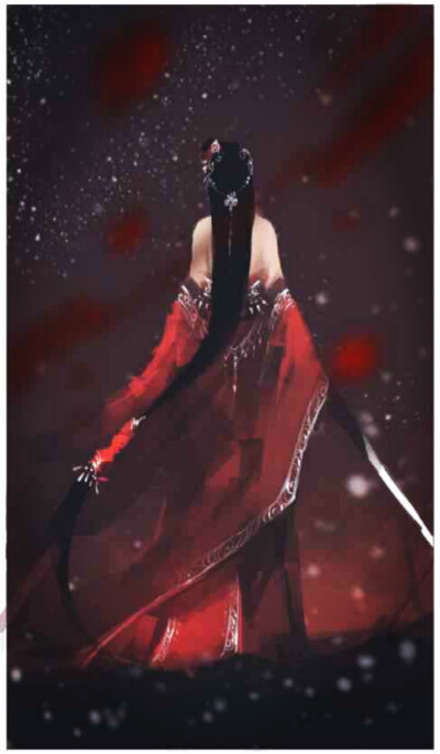 古风红衣女子持剑高冷图片