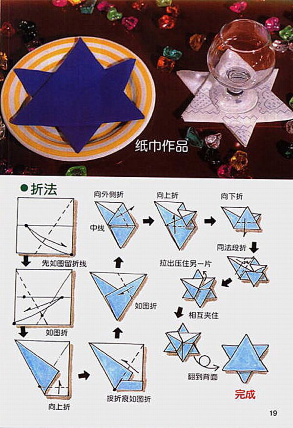 餐厅口布/餐巾/毛巾/手帕创意折叠:五角星