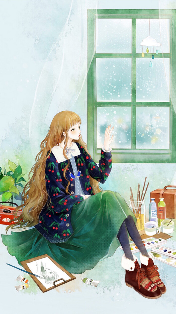 手绘美女#苹果6高清壁纸,iphone 6 plus高清壁纸,不是高清我不发
