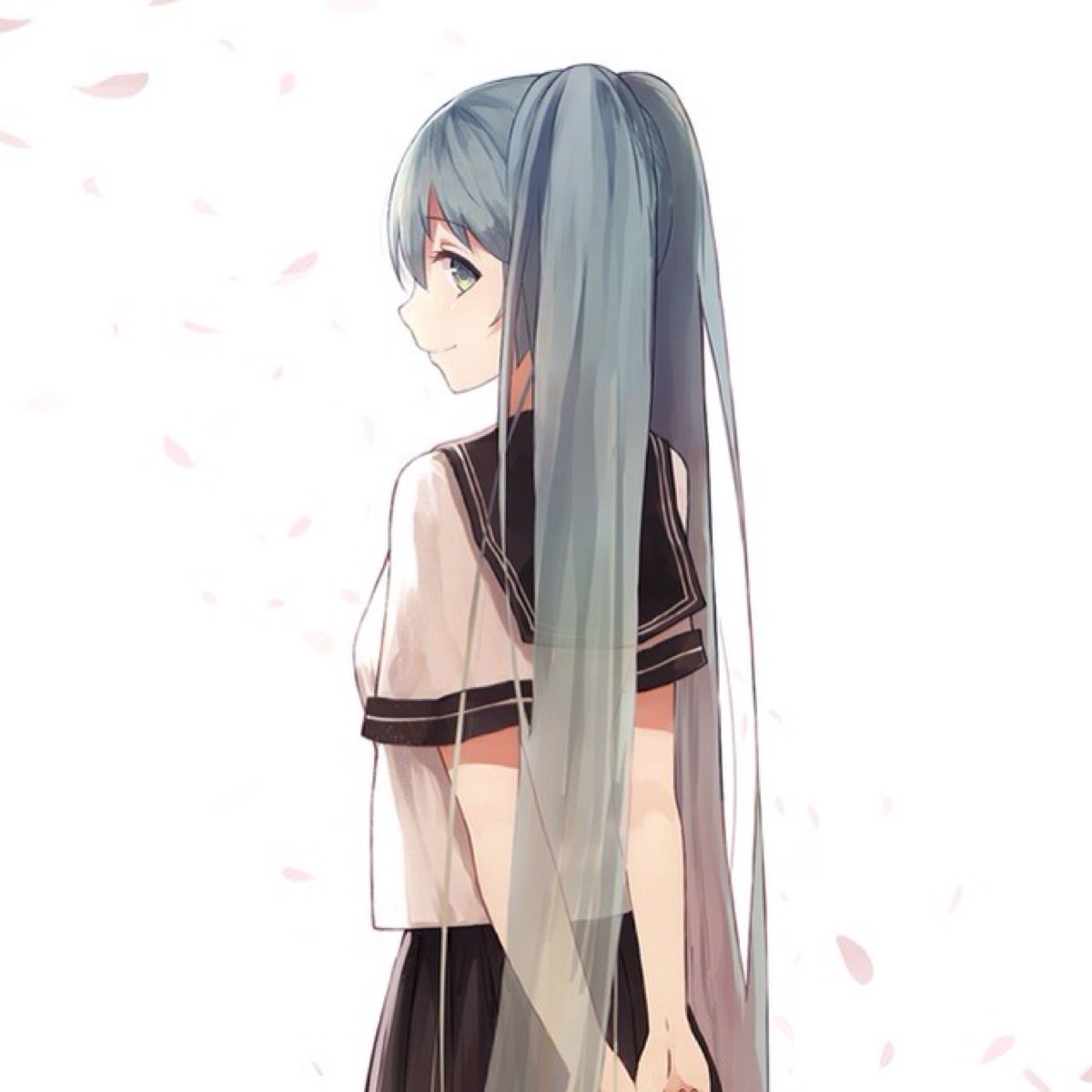 初音未来 个人 花瓣 双马尾 意境 唯美