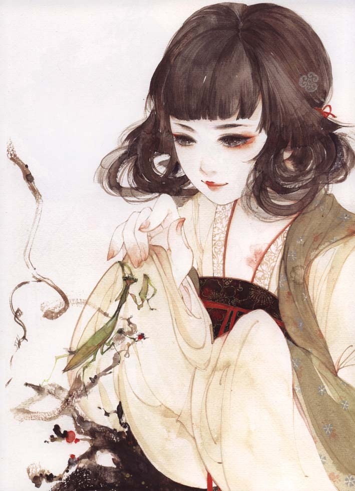 古风,《花女词》by呀呀,水彩二次元,插画,素材,手绘,动漫,动漫美女