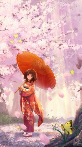 和服 樱花 动漫