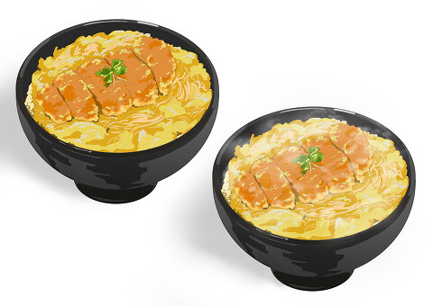 手绘水彩 美食食物 炸猪排拉面 插图插画涂鸦 吃货福利