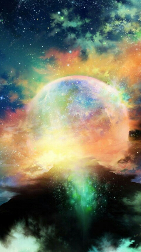 等你"------宇宙星空星辰灿烂天空星云炫彩色彩彩虹手机超高清壁纸