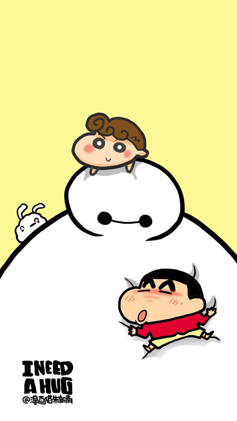 大白和蜡笔小新结合版壁纸锁屏