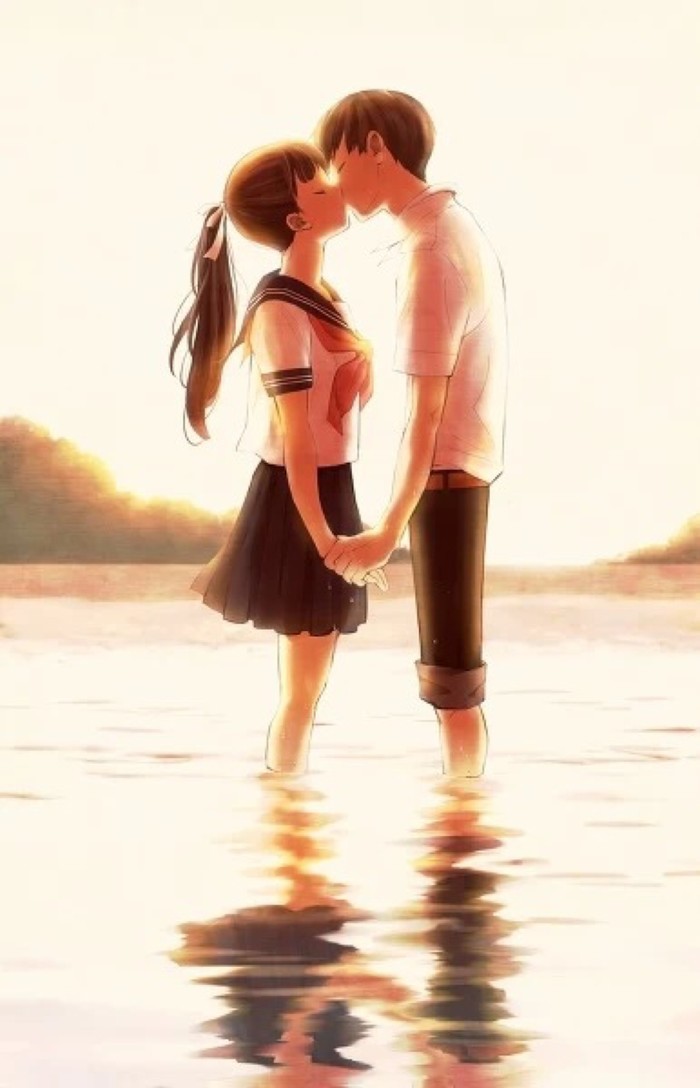 二次元 唯美 插画 kiss