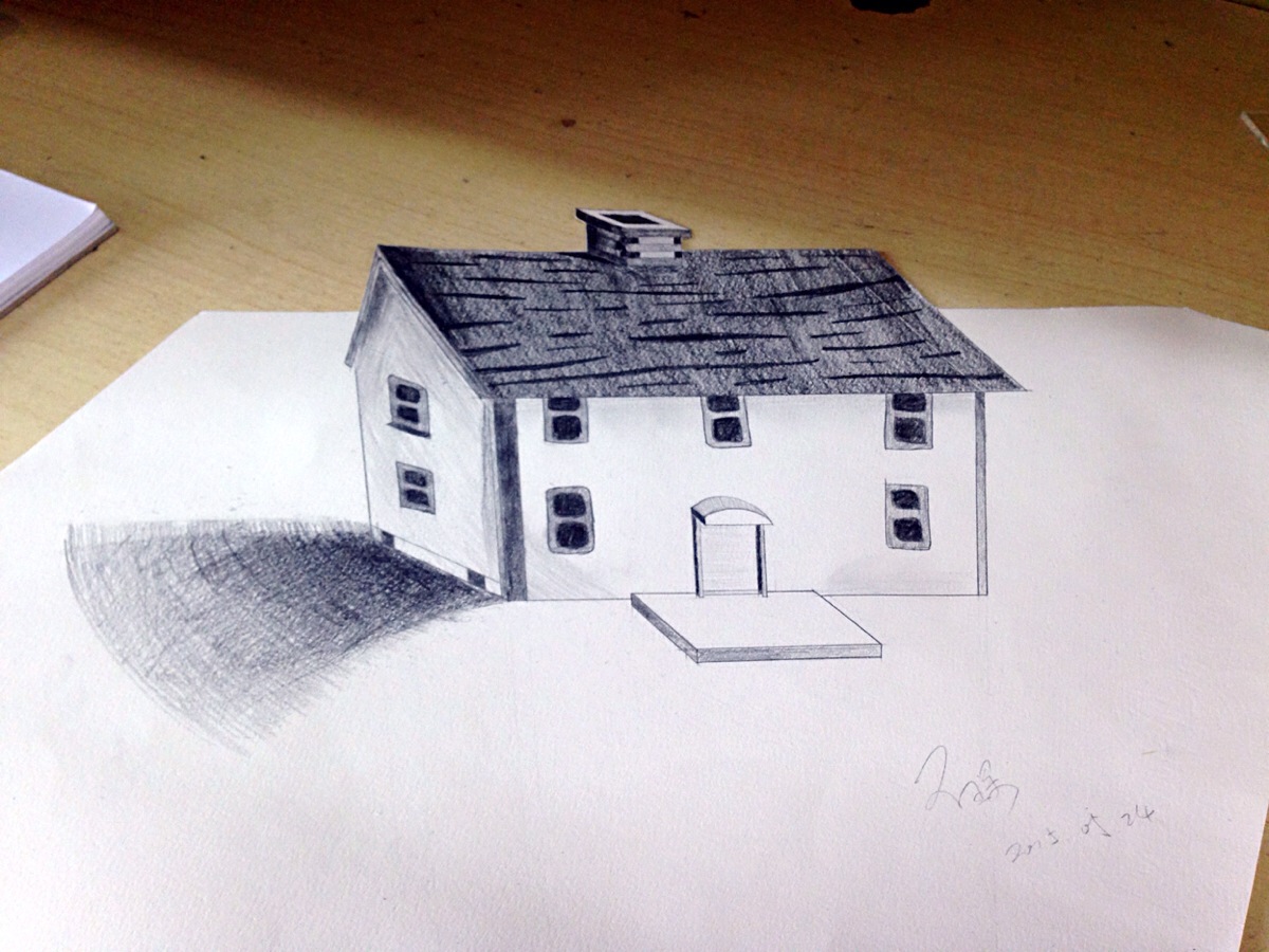 画房子难度立体图片